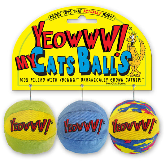 Yeowww! Cat Toys with Pure American Catnip - My Cats Balls 3-Pack