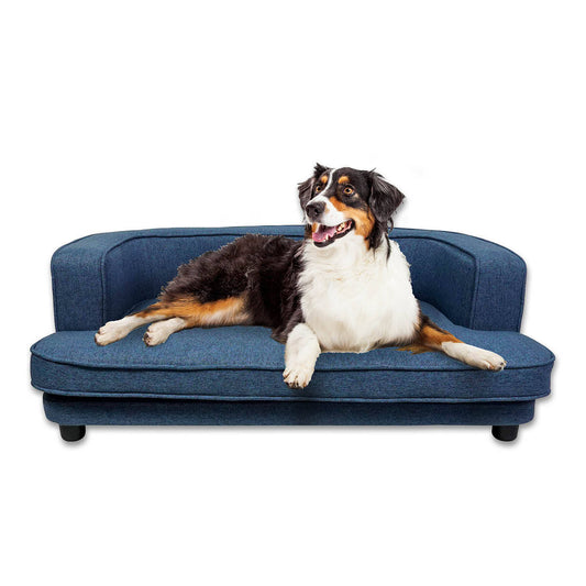 Pet Basic Pet Sofa Bed Stylish Luxurious Sturdy Washable Fabric Blue 98cm