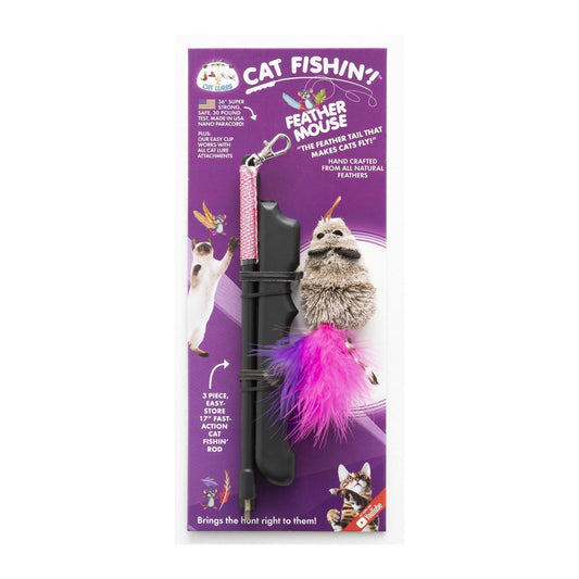 Cat Lures Cat Fishin Rod Teaser Cat Toy - Feather Mouse