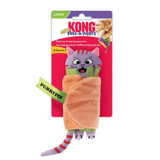 KONG Pull-A-Partz Plush Textured Catnip Cat Toy - Purrito