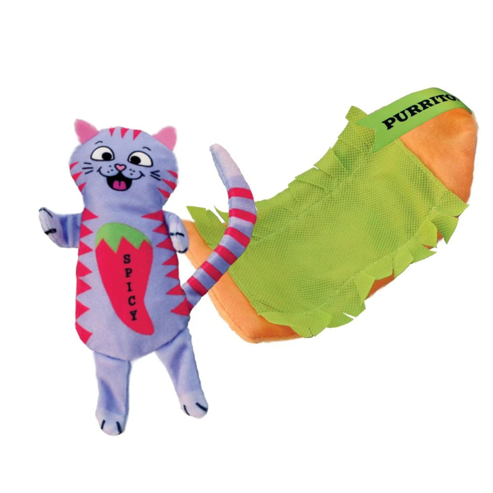 KONG Pull-A-Partz Plush Textured Catnip Cat Toy - Purrito