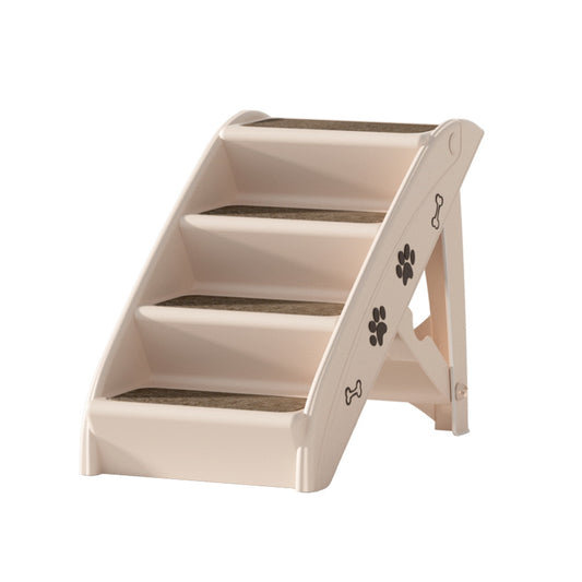 i.Pet Dog Ramp Steps For Bed Sofa Car Pet Stairs Ladder Indoor Foldable Beige