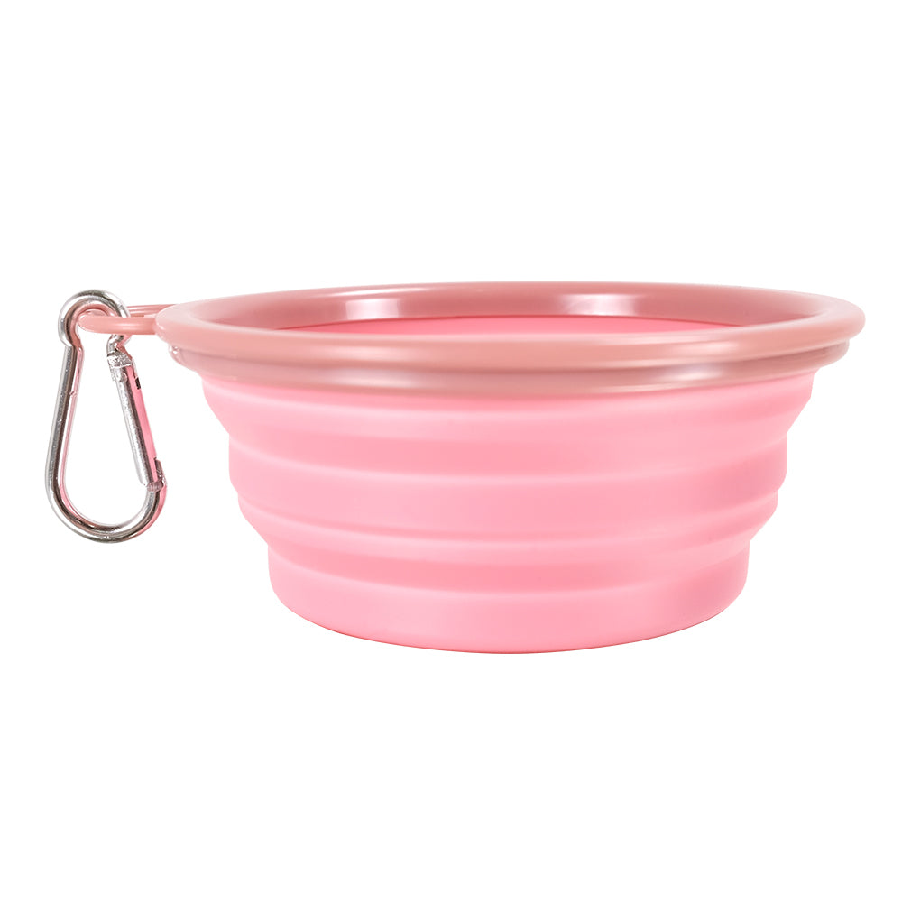 Quick Bite Collapsible Travel Pet Bowl Pink by Ibiyaya