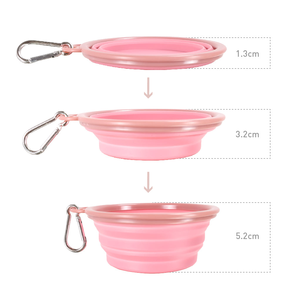 Quick Bite Collapsible Travel Pet Bowl Pink by Ibiyaya