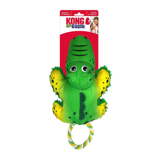 KONG Cozie Tuggz Rope Sqeueaker Dog Toy - Alligator Bulk Pack of 3 Medium/Large