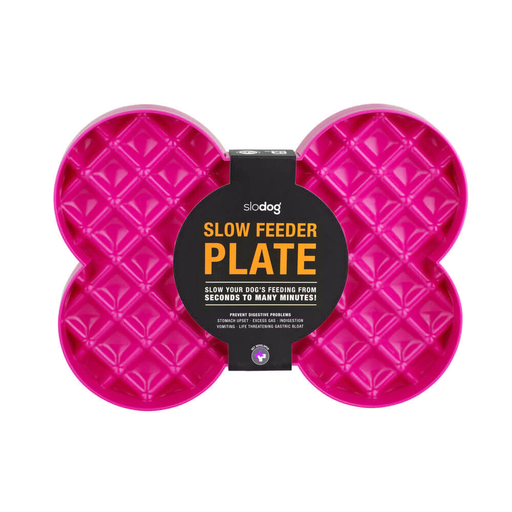 SloDog No Gulp Bone-Shaped Slow Food Plate for Cats & Dogs [Colour: Black]