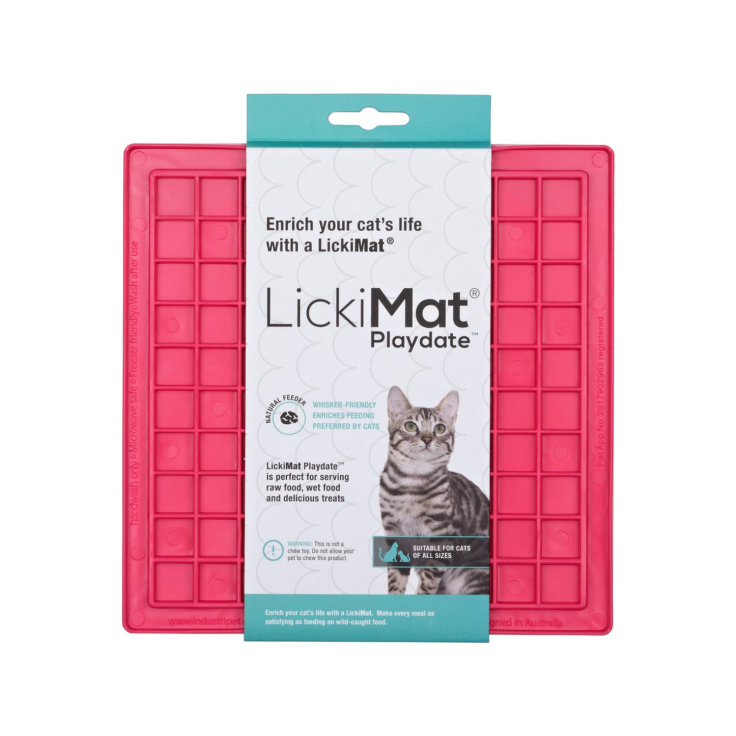 Lickimat Playdate Original Slow Food Licking Mat for Cats - Pink