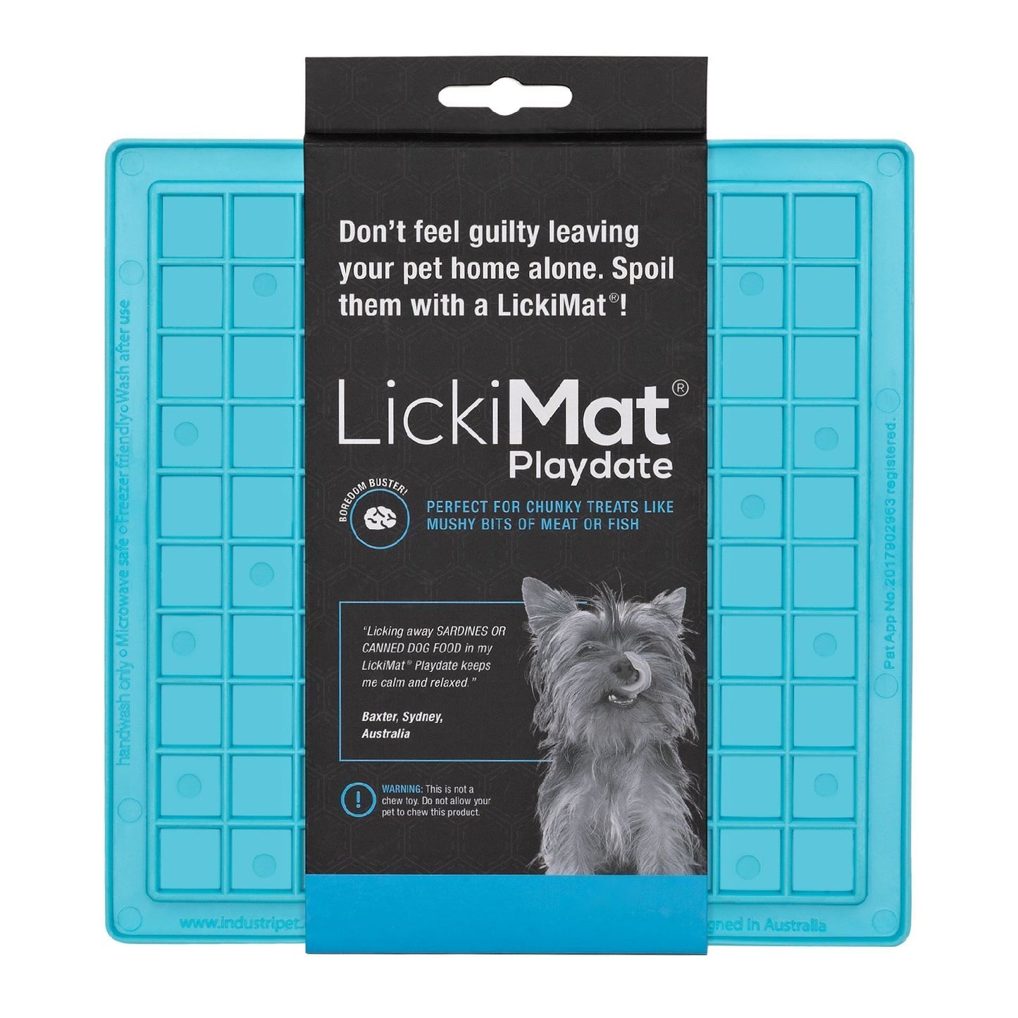 Lickimat Playdate Original Slow Food Licking Mat for Cats & Dogs - Blue