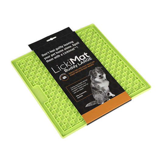 Lickimat Buddy Original Slow Food Anti-Anxiety Licking Mat for Cats & Dogs - Green