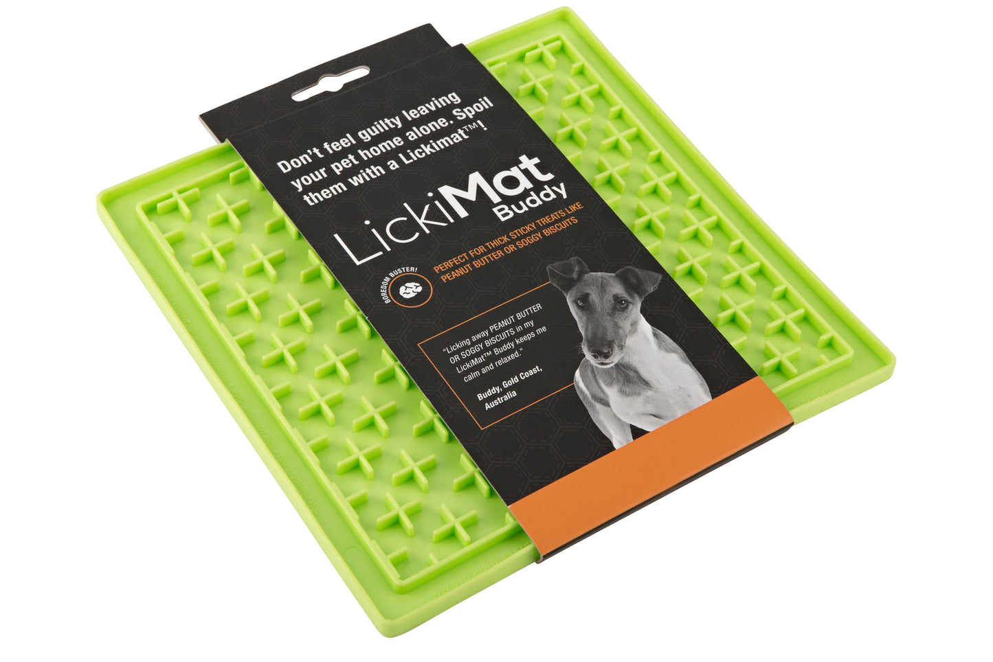 Lickimat Buddy Original Slow Food Anti-Anxiety Licking Mat for Cats & Dogs - Green