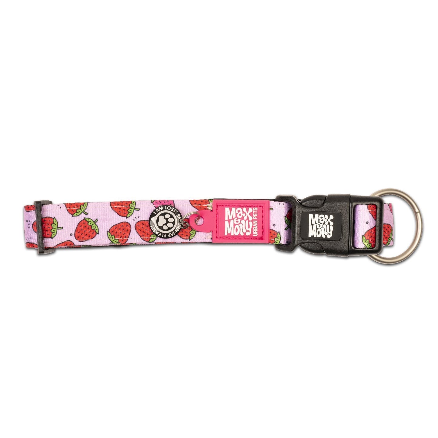 Max & Molly Smart ID Dog Collar - Strawberries - Medium