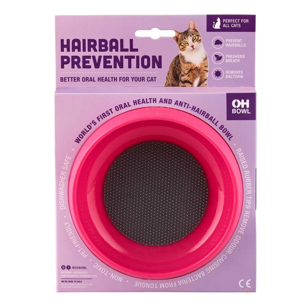 Oh Bowl Slow Food Hairball Control Cat Bowl - Pink