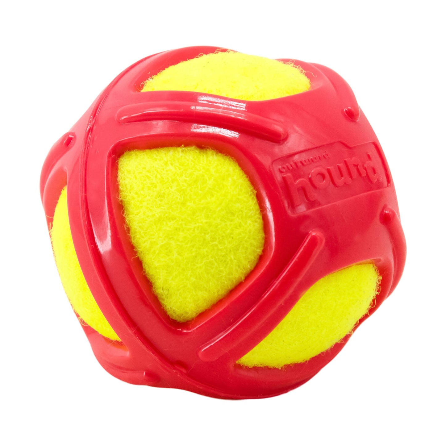 Outward Hound Tennis Max Fetch Dog Ball with Rubber Shell - BlueRed Medium