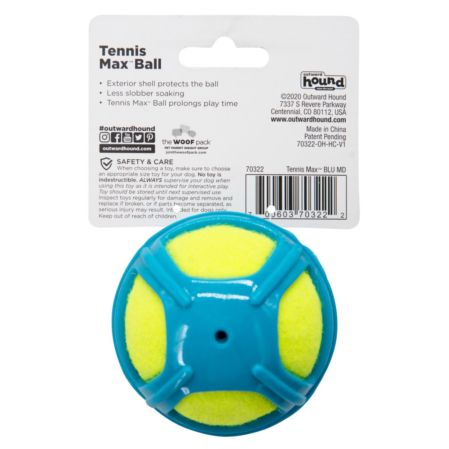 Outward Hound Tennis Max Fetch Dog Ball with Rubber Shell