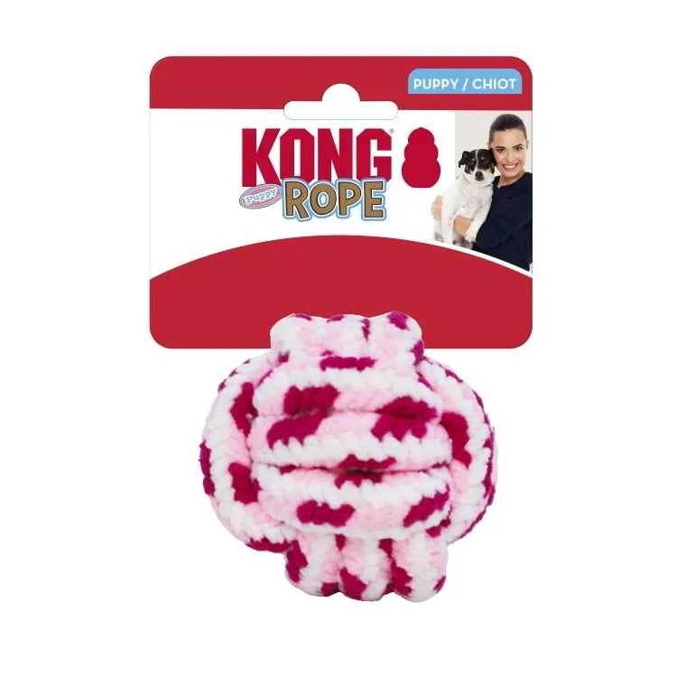 3 x KONG Rope Knot Ball Fetch Dog Toy for Puppies - Assorted Colours