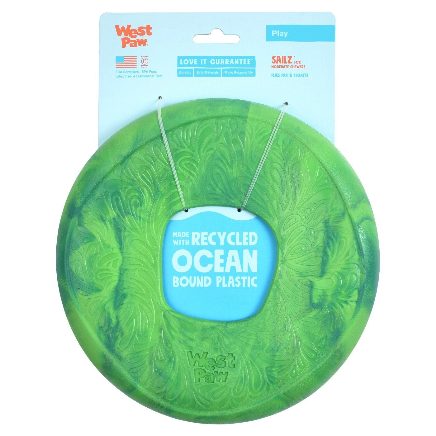 West Paw Seaflex Recycled Plastic Flyer Dog Toy - Sailz  - Hibiscus