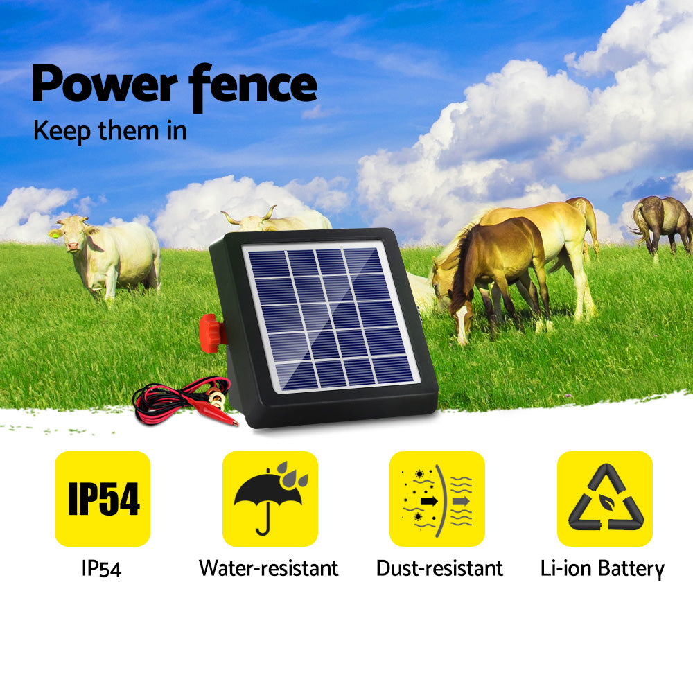 Giantz 4km Electric Fence Energiser Solar Energizer Charger Farm Animal 0.13J