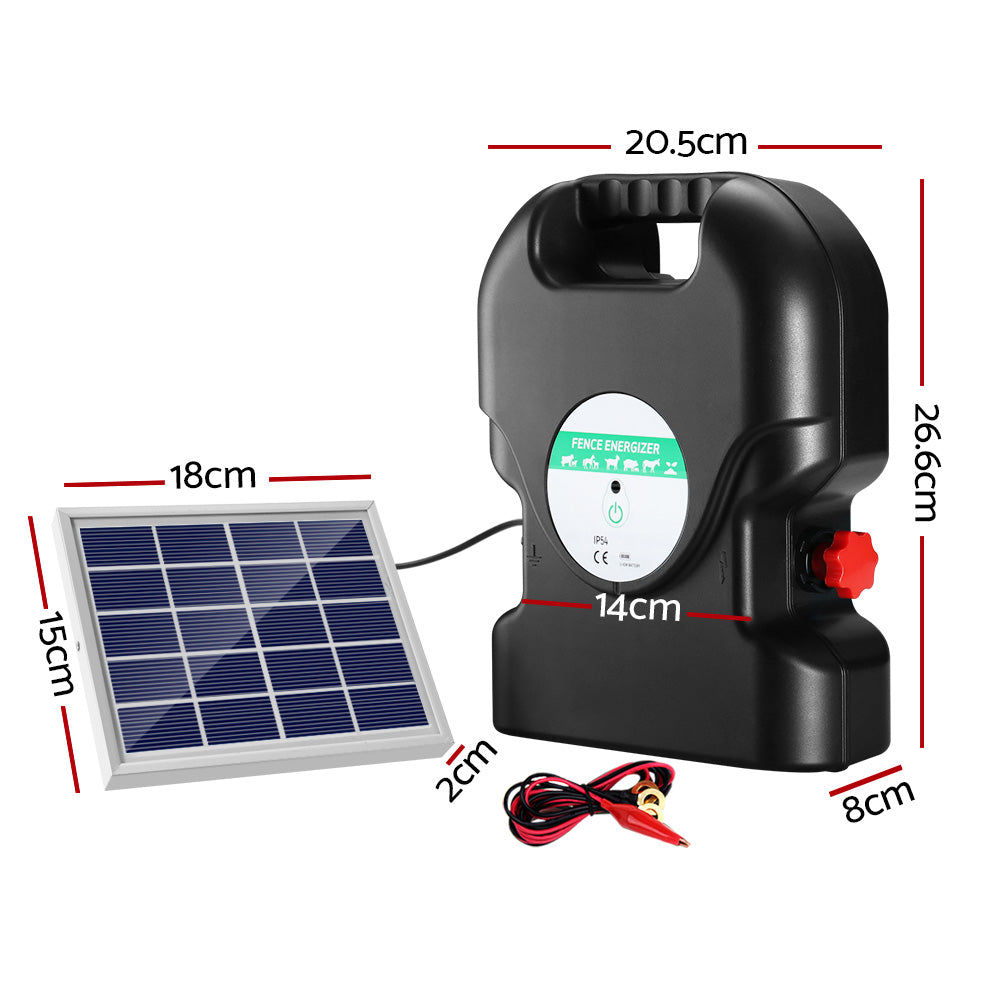 Giantz 8km Electric Fence Energiser Solar Energizer Charger Farm Animal 0.3J