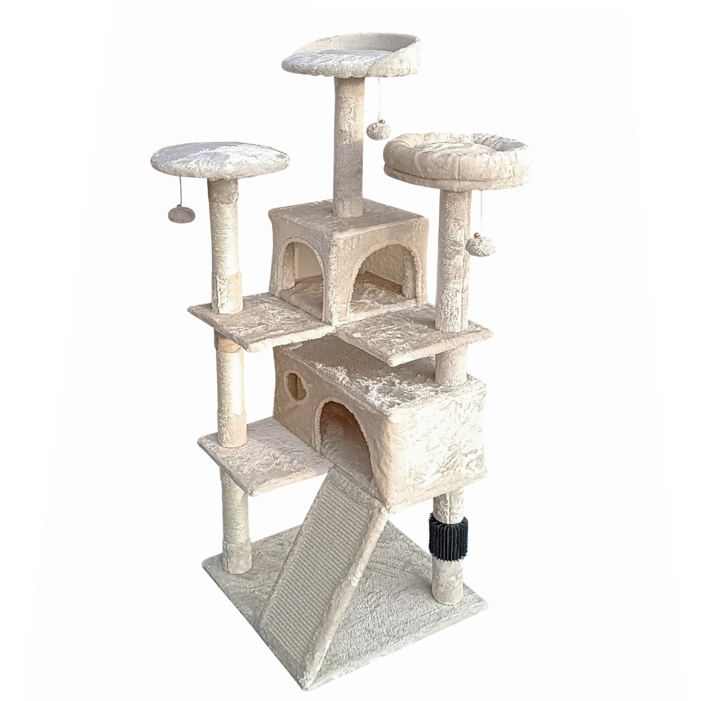 4Paws Cat Tree Scratching Post House Furniture Bed Luxury Plush Play 152cm - Beige