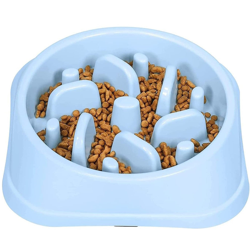 FLOOFI Dog Bowl Slow Feeder with Anti-Skid Non-Slip Grip Base (Blue) FI-FD-116-YUK