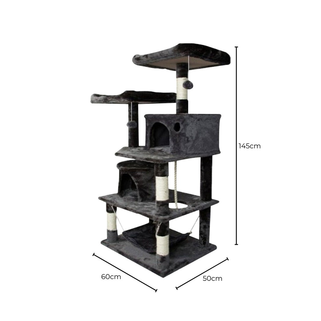 FLOOFI 145cm Plush Cat Condo Cat Tree Dark Grey