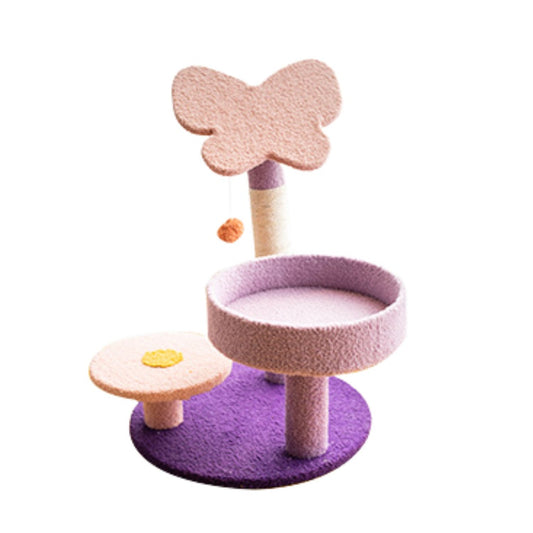 Floofi 86cm Butterfly Plush Scratching Post Cat Tree Pink Purple FI-CT-141-MM