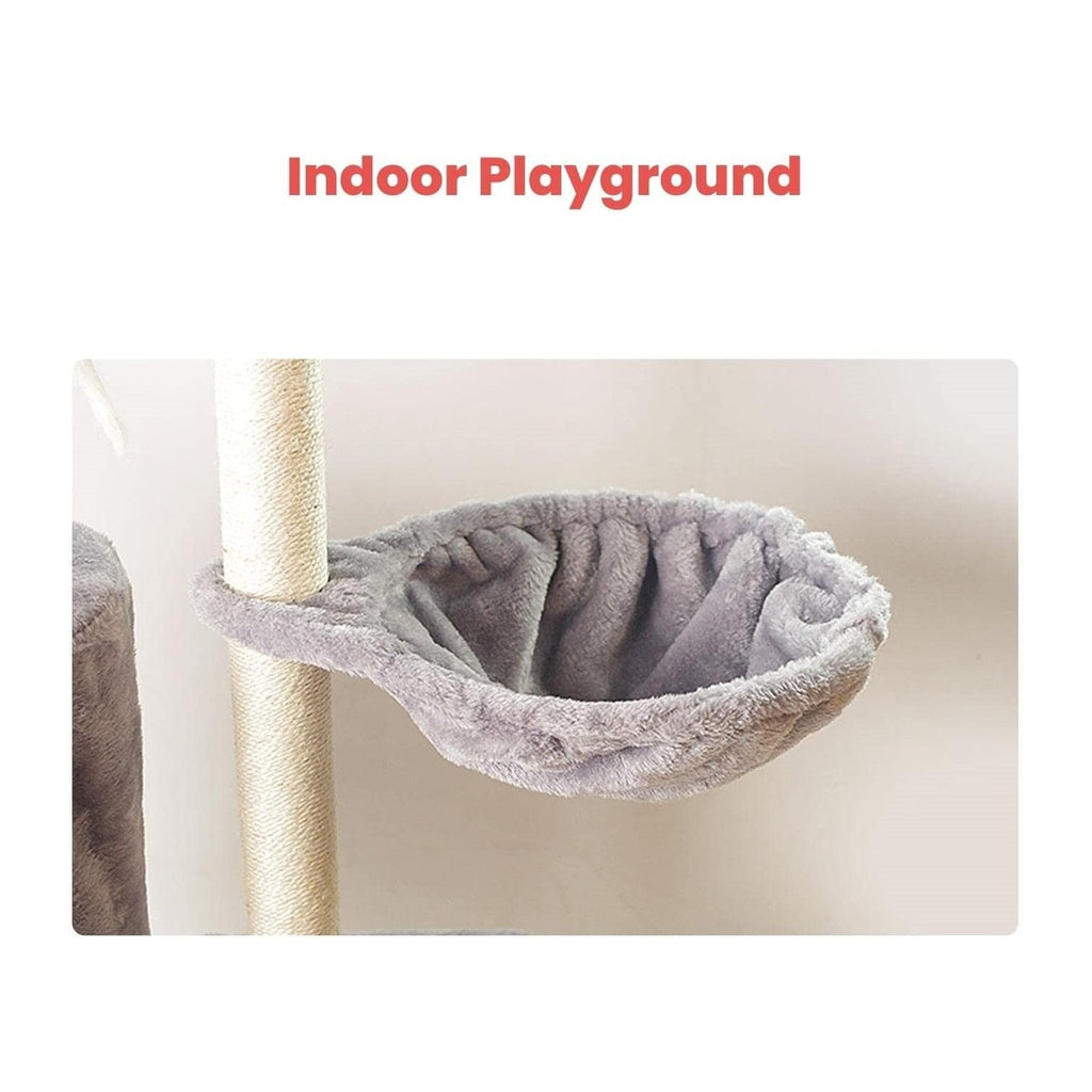 Floofi 138cm 5 Layer Plush Cat Condo Cat Tree Light Grey