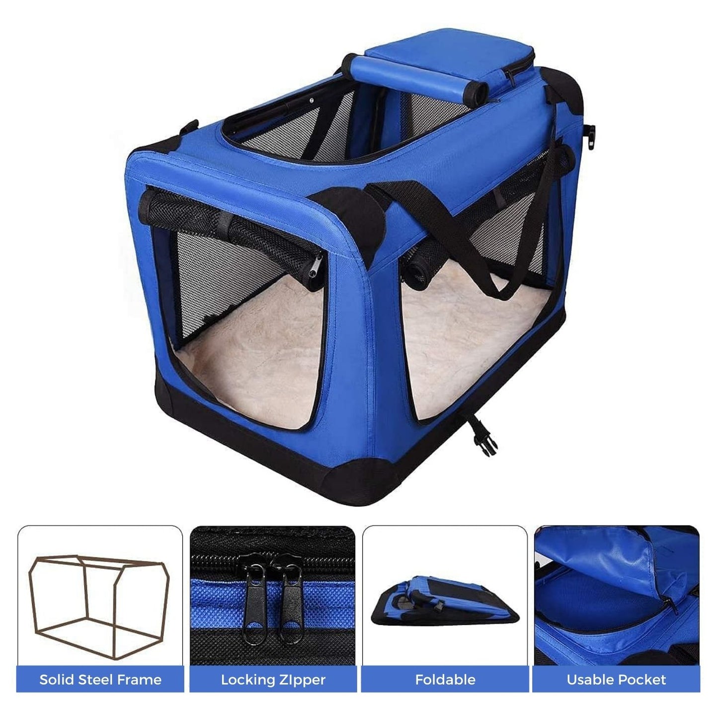 FLOOFI Portable Pet Carrier-Model 1-M Size (Blue)