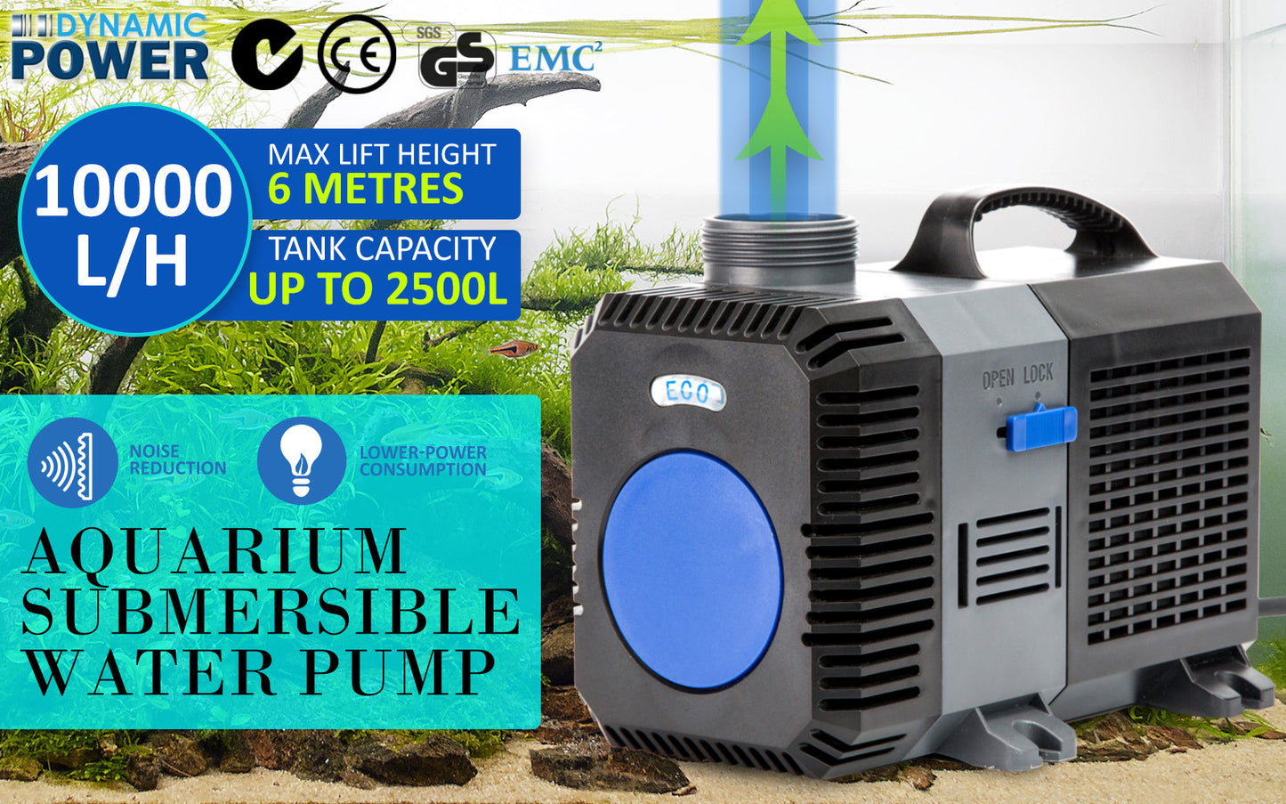 Combo Aquarium Garden Filter 10000L/H + Submersible Water Pump 10000L/H