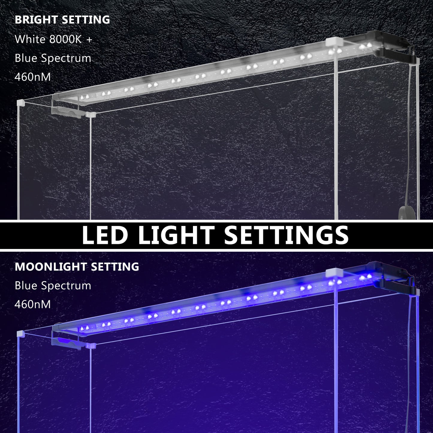 27W Set 2 Aquarium Blue White LED Light for Tank 95-115cm