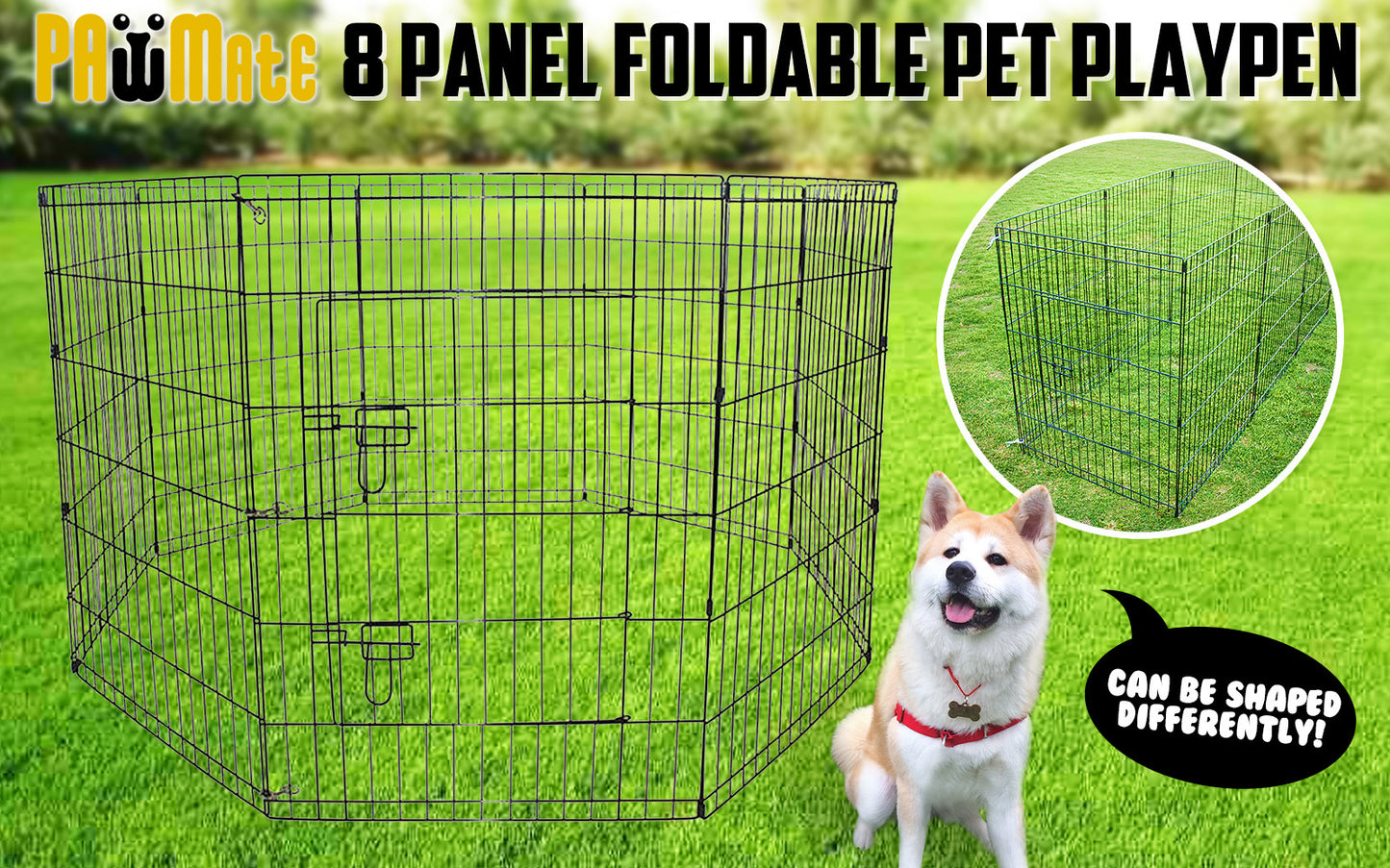 Pet Playpen Foldable Dog Cage 8 Panel 36in