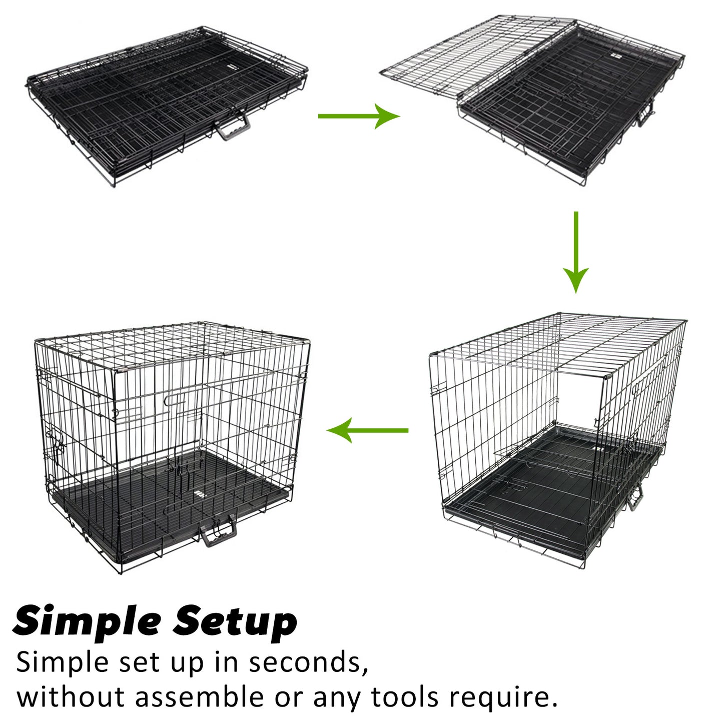 Wire Dog Cage Foldable Crate Kennel 48in with Tray + Cushion Mat Combo