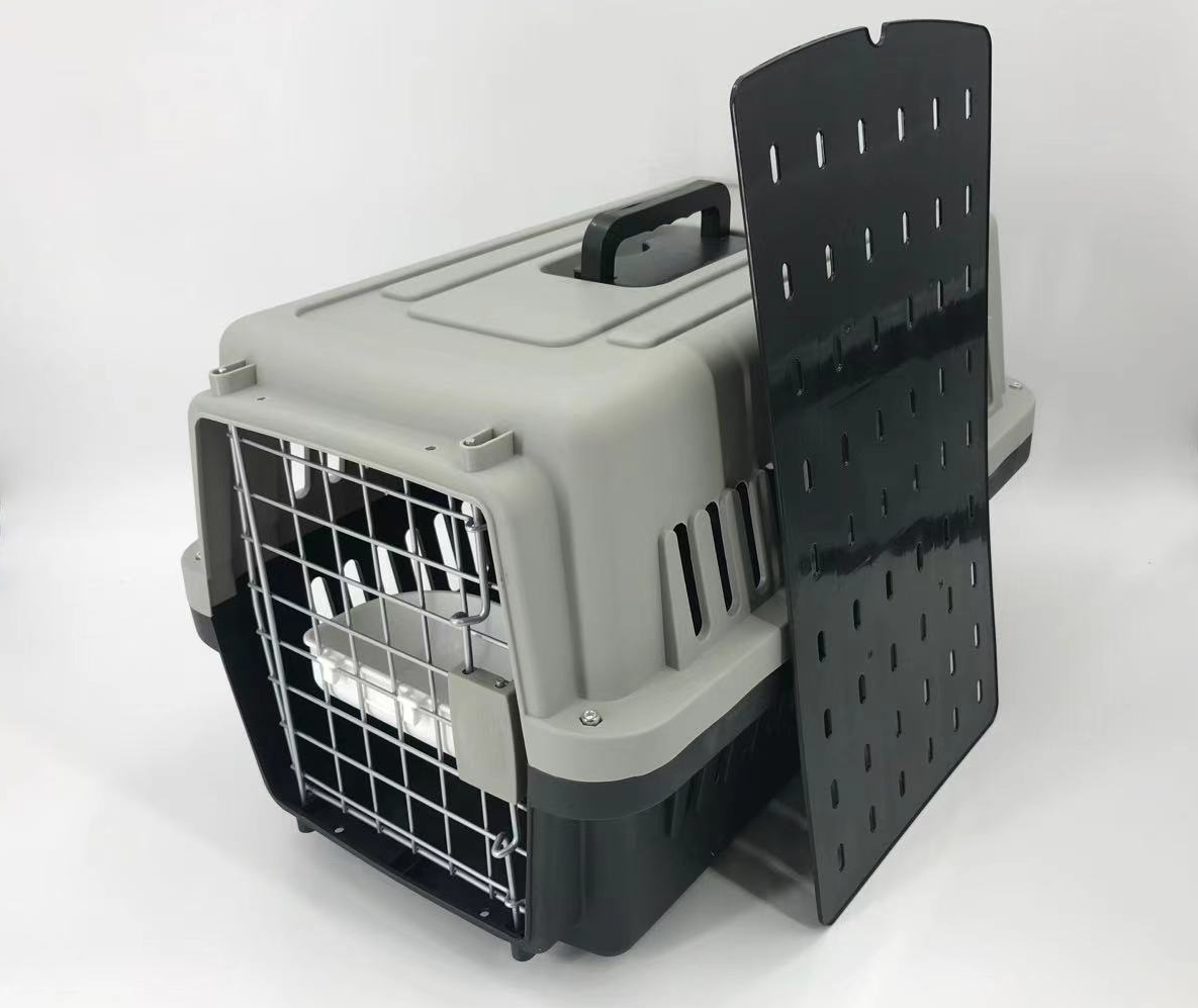 YES4PETS Medium Dog Cat Crate Pet Carrier Airline Cage With Bowl & Tray-Black