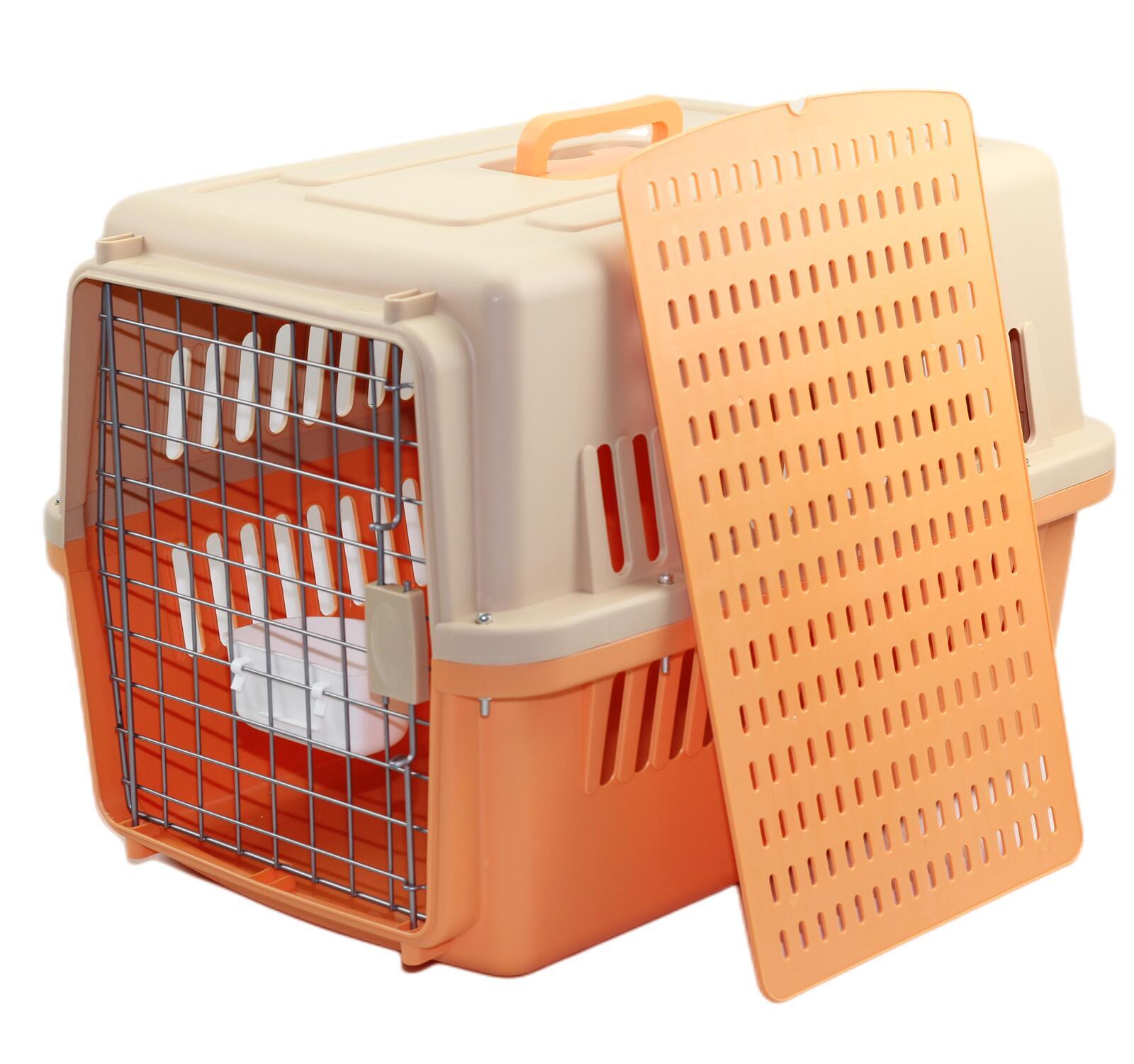 YES4PETS Large Dog Cat Crate Pet Carrier Rabbit Airline Cage With Tray And Bowl Orange