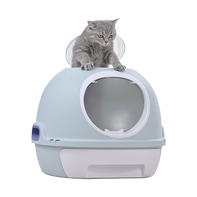 YES4PETS Hooded Cat Toilet Litter Box Tray House With Drawer & Scoop Blue