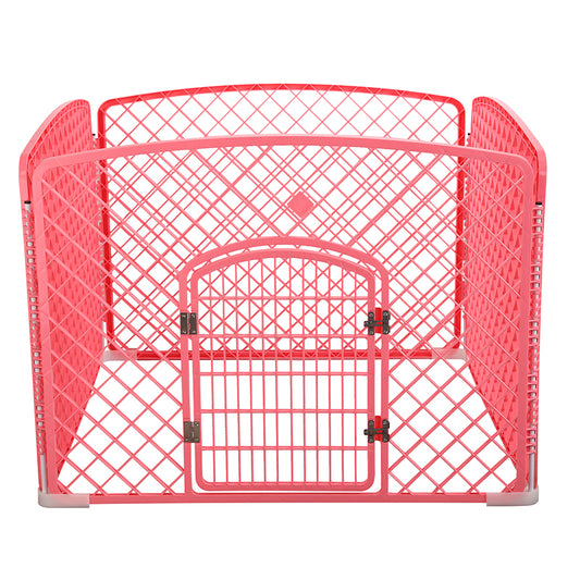 YES4PETS 4 Panel Plastic Pet Pen Pet Foldable Fence Dog Fence Enclosure With Gate Pink