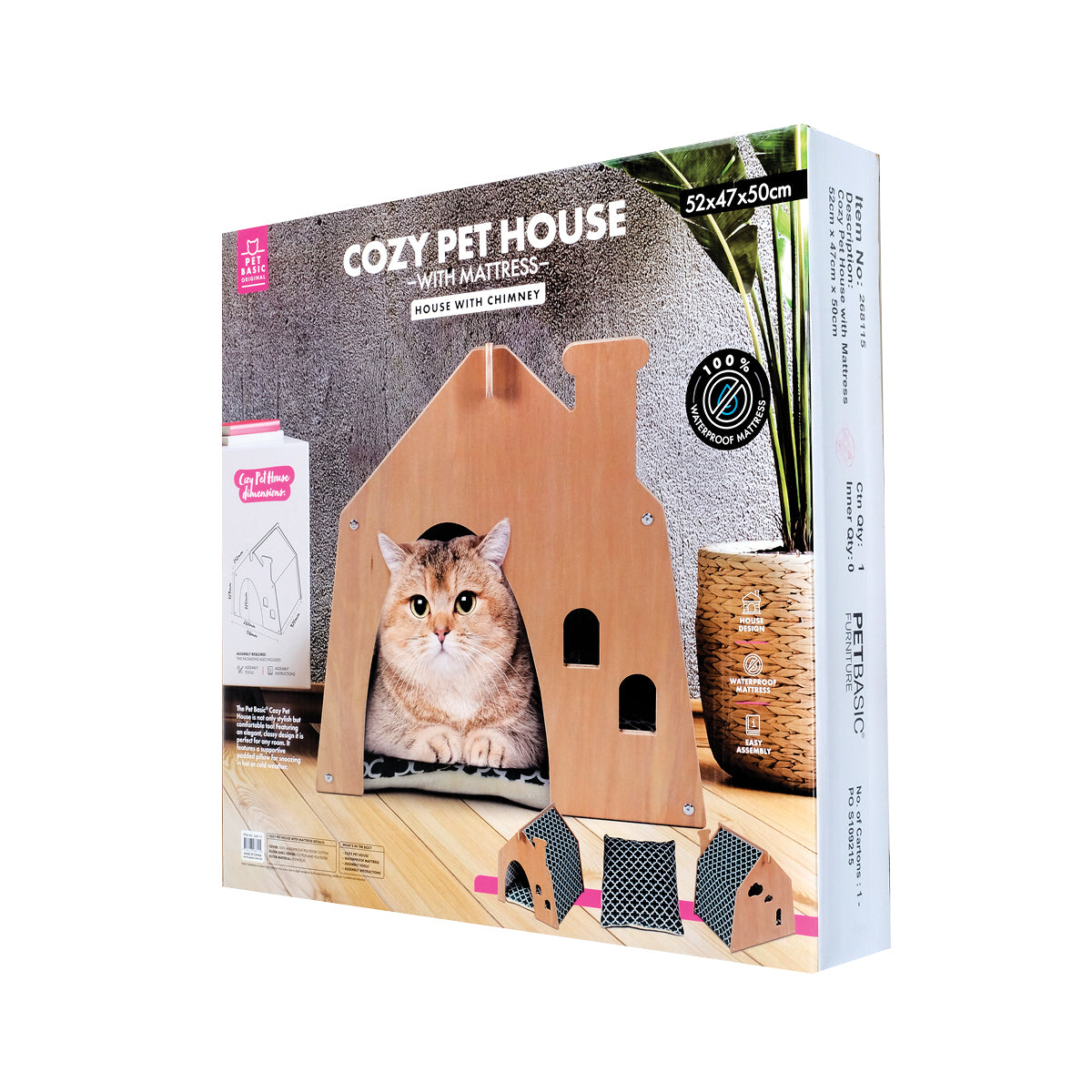 Pet Basic Chimney Cozy Green Cat House Waterproof Mattress 52 x 47cm x 50cm