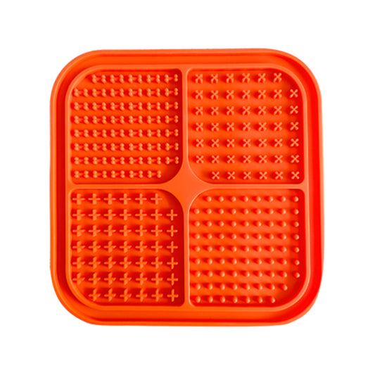 Pawfriends 4in1 Silicone Pet Lick Mat Cat Puppy Dog Slow Feeder Grooming Helper Mat Orange