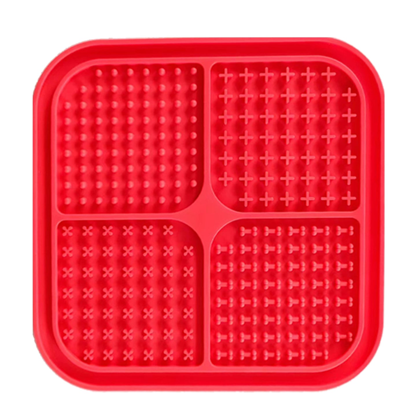 Pawfriends 4in1 Silicone Pet Lick Mat Cat Puppy Dog Slow Feeder Grooming Helper Mat Red