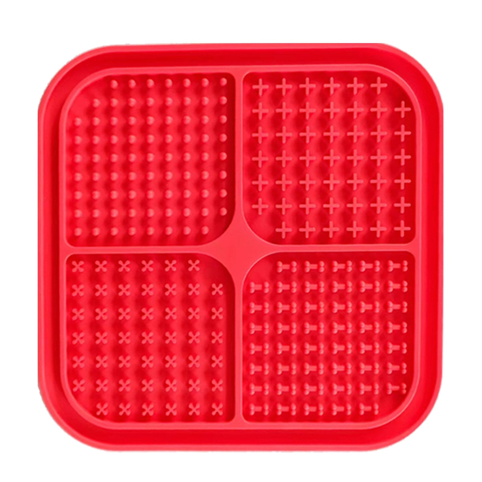 Pawfriends 4in1 Silicone Pet Lick Mat Cat Puppy Dog Slow Feeder Grooming Helper Mat Red