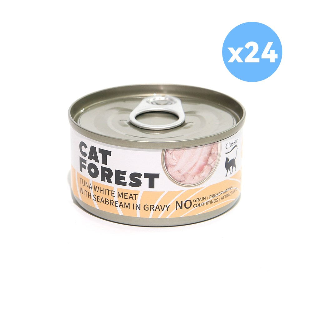 CAT FOREST Classic Tuna White Meat With Seabream In Gravy Cat Canned Food 85G X 24