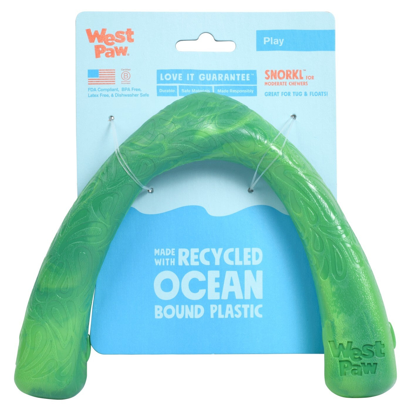 West Paw Seaflex Recycled Plastic Tug Dog Toy - Snorkl  Surf