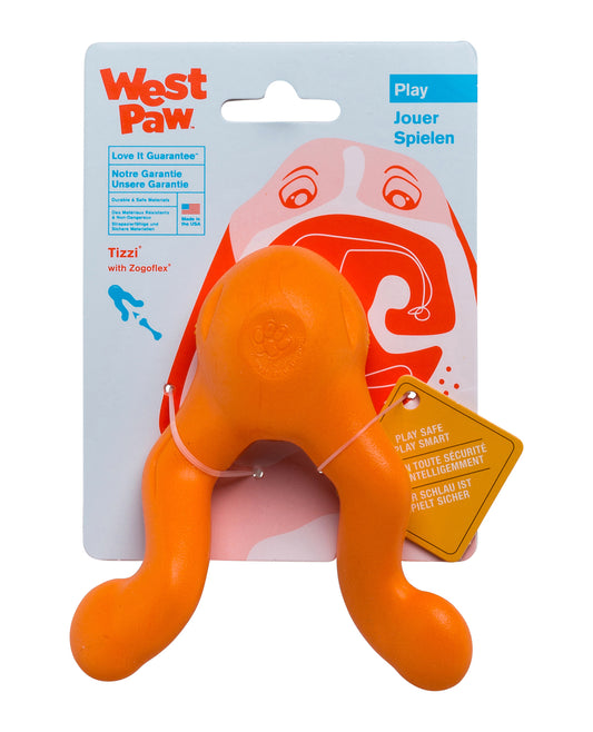 West Paw Tizzi Treat & Tug Toy for Tough Dogs - Small - Orange