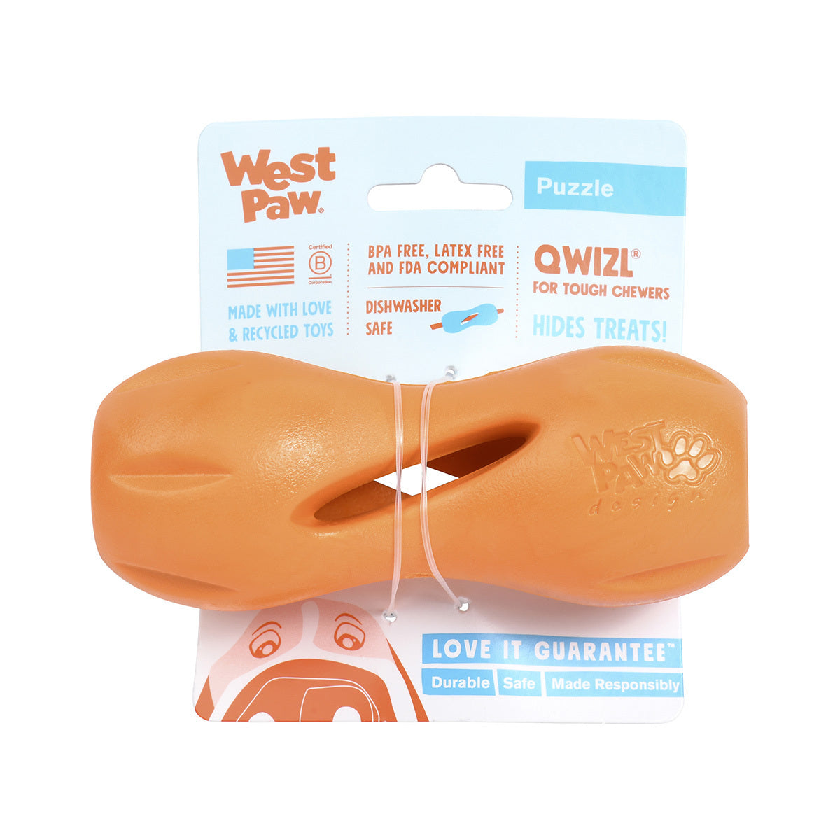 West Paw Qwizl Treat Dispensing Dog Toy - Small - Blue