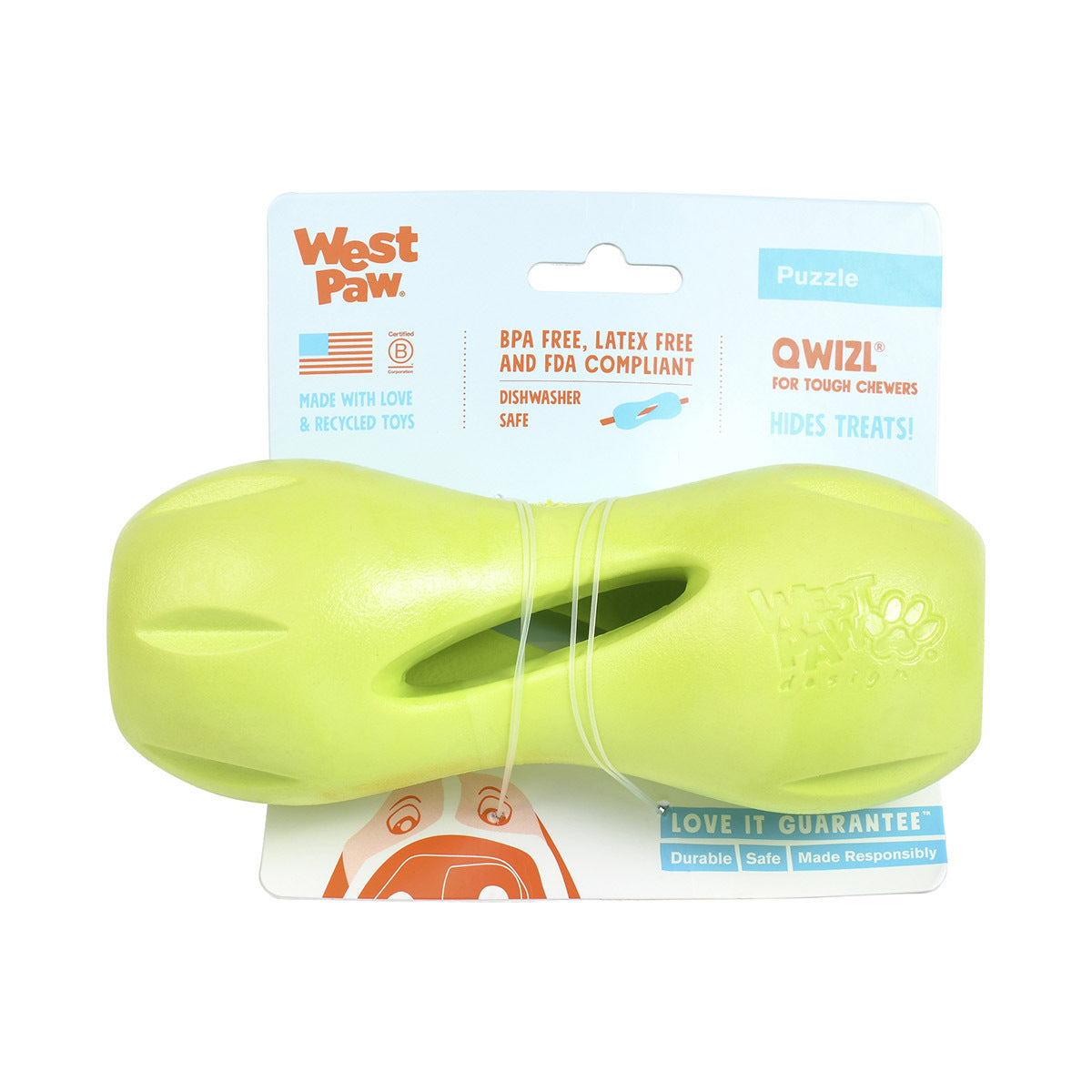 West Paw Qwizl Treat Dispensing Dog Toy - Small - Orange