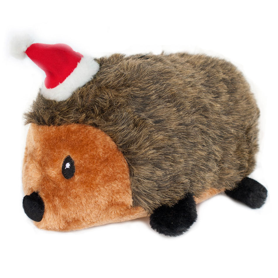 Zippy Paws Plush Squeaker Dog Toy - Christmas Holiday Hedgehog - Extra Large