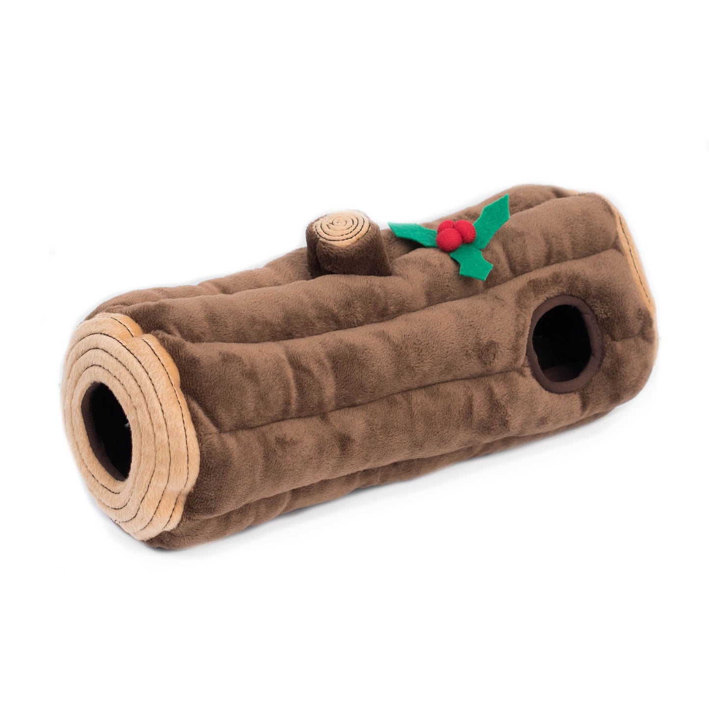 Holiday Burrow Interactive Squeaker Dog Toy - Yule Log by Zippy Paws