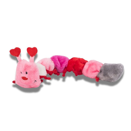 Zippy Paws Valentines Caterpillar Low Stuffing Squeaker Dog Toy - Large